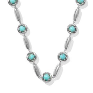 Ida Vintage Silver Long Strand Necklace in Sea Green Chrysocolla