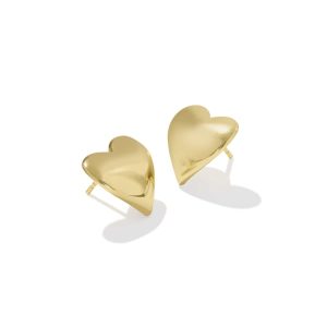 Jasmine Heart Stud Earrings in 18k Gold Vermeil