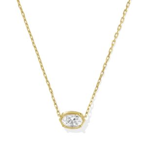 2 ct Lab Grown White Diamond Custom Elisa Pendant Necklace in 14k Yellow Gold