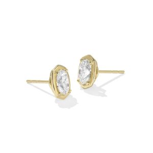 1 ct Lab Grown White Diamond Custom Elisa Stud Earrings in 14k Yellow Gold