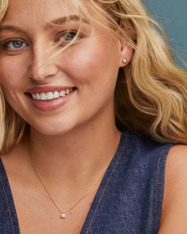 0.16 ct Lab Grown Diamond Davie Star Pendant Necklace in 18k Yellow Gold Vermeil - view 2