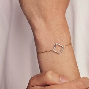 0.25 ct Lab Grown Diamond Dira 14k Yellow Gold Open Frame Delicate Chain Bracelet - view 2