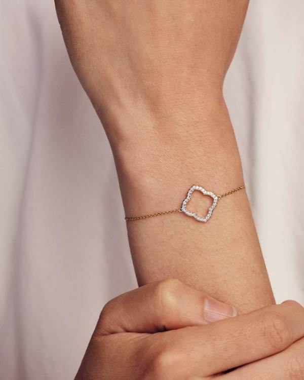 0.25 ct Lab Grown Diamond Dira 14k Yellow Gold Open Frame Delicate Chain Bracelet - view 2