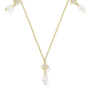 0.21 ct Lab Grown Diamond Dira 14k Yellow Gold Pearl Strand Necklace