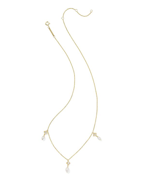 0.21 ct Lab Grown Diamond Dira 14k Yellow Gold Pearl Strand Necklace - view 2