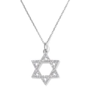 0.26 ct Lab Grown Diamond Star of David Pendant Necklace in 14k White Gold