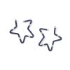 1.17 ct Lab Grown Blue Sapphire Star 14k White Gold Hoop Earrings