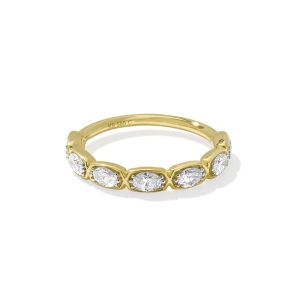0.7 ct Lab Grown White Diamond Marisa Oval Band Ring in 14k Yellow Gold