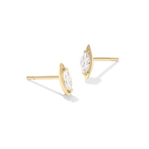 0.2 ct Lab Grown White Diamond Marquise 14k Yellow Gold Studs