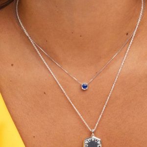 Large Metal Davie Sterling Silver Locket Necklace - alternate view