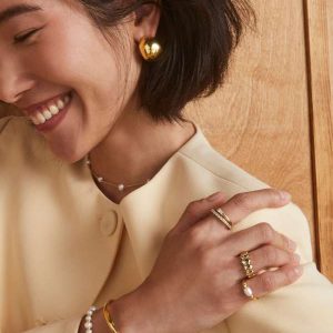 Leighton Gold Pearl Band Ring in Freshwater Cultured Pearl - view 2