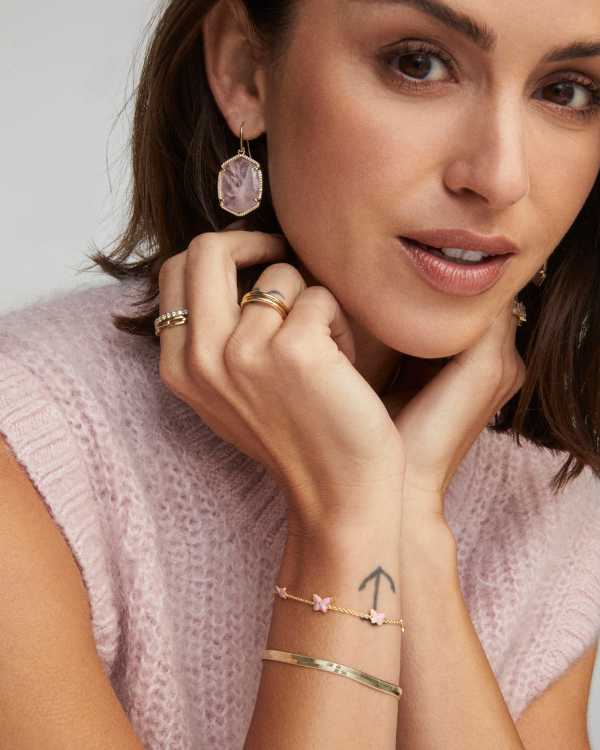 Lillia Butterfly Gold Enamel Delicate Chain Bracelet - view 2