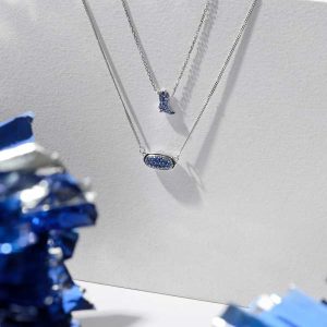 Lisa 14k White Gold Pendant Necklace in Blue Sapphire - alternate view