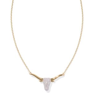 0.29 ct Longhorn Pendant Necklace in Pave Diamond and 14k Yellow Gold