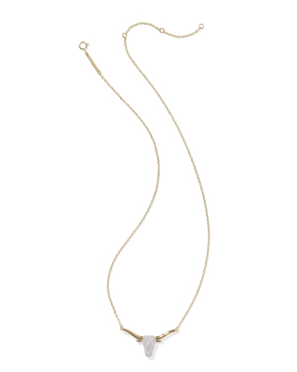 0.29 ct Longhorn Pendant Necklace in Pave Diamond and 14k Yellow Gold - view 2
