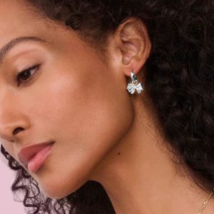 Kendra Scott x LoveShackFancy Bow Silver Convertible Huggie Earrings - view 2