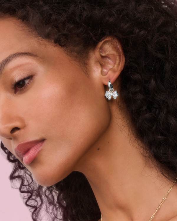Kendra Scott x LoveShackFancy Bow Silver Convertible Huggie Earrings - view 2