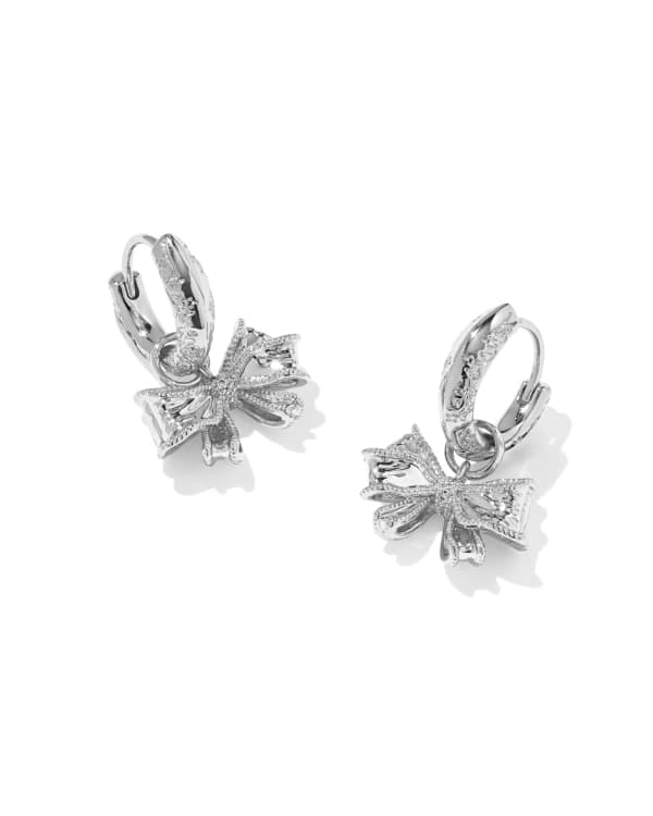 Kendra Scott x LoveShackFancy Bow Silver Convertible Huggie Earrings