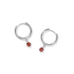 Maisie Sterling Silver January Huggie Earrings - view 2