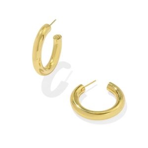Medium Bold Tube Hoop Earrings in 18k Gold Vermeil