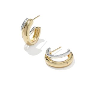 Meg Mixed Metal Double Huggie Earrings