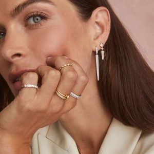 0.41 ct Lab Grown Diamond Michelle 14k Yellow Gold Small Spike Drop Earrings - view 2