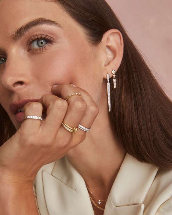 0.41 ct Lab Grown Diamond Michelle 14k Yellow Gold Small Spike Drop Earrings - view 2