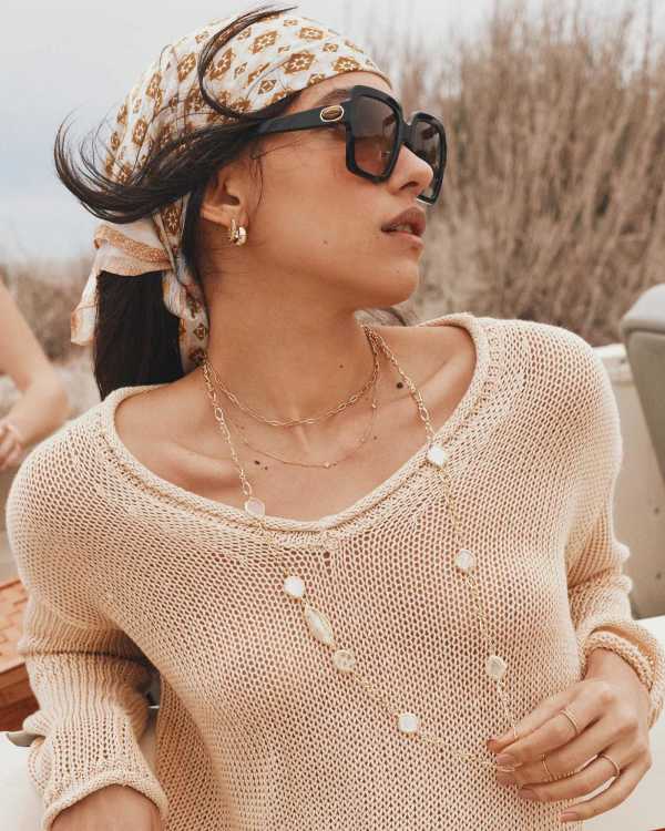 Michelle 14k Yellow Gold Strand Necklace in White Diamond - alternate view