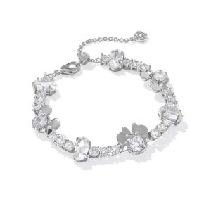 Disney | Kendra Scott Silver Mickey Mouse and Minnie Mouse Tennis Bracelet in White CZ