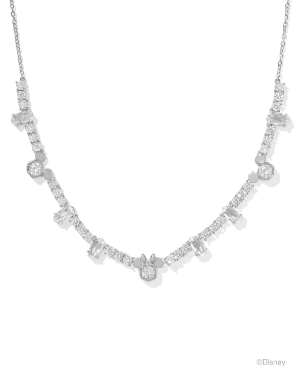 Disney | Kendra Scott Silver Mickey Mouse and Minnie Mouse Tennis Necklace in White CZ