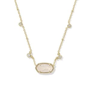 Disney | Kendra Scott Gold Mickey Mouse Elisa Short Pendant Necklace in Iridescent Drusy