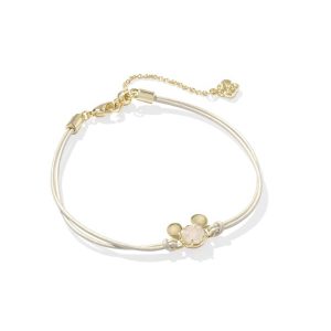 Disney | Kendra Scott Gold Mickey Mouse Corded Bracelet in Iridescent Drusy