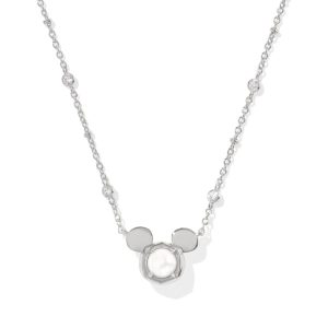 Disney | Kendra Scott Silver Mickey Mouse Short Pendant Necklace in Freshwater Cultured Pearl