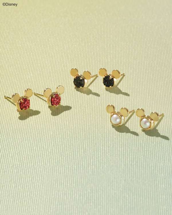 Disney | Kendra Scott Gold Mickey Mouse Stud Earrings in Freshwater Cultured Pearl - view 2