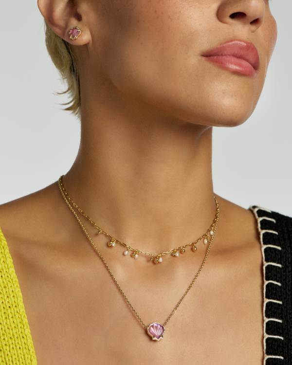 Mollie Gold Choker Necklace in Freshwater Cultured Pearl - alternate view
