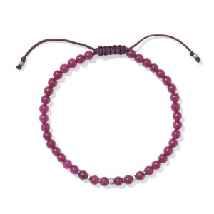 Otto Oxidized Sterling Silver Beaded Bracelet in Maroon Jade
