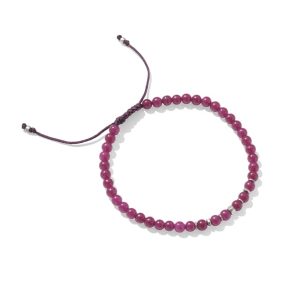 Otto Oxidized Sterling Silver Beaded Bracelet in Maroon Jade - view 2