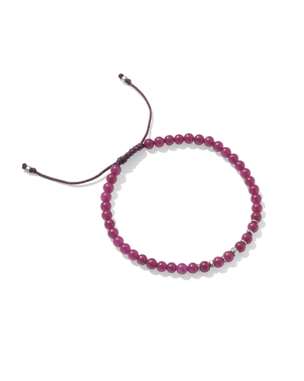 Otto Oxidized Sterling Silver Beaded Bracelet in Maroon Jade - view 2