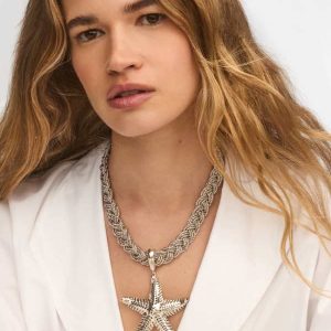 Parker Starfish Convertible Silver Statement Necklace - alternate view