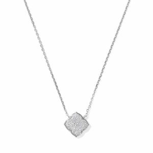 0.12 ct Pave Dira 14k White Gold Short Pendant Necklace