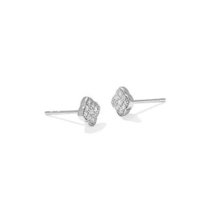 0.10 ct Pave Dira 14k White Gold Stud Earrings
