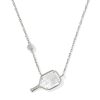Pickleball Silver Short Pendant Necklace in Ivory Mother-of-Pearl