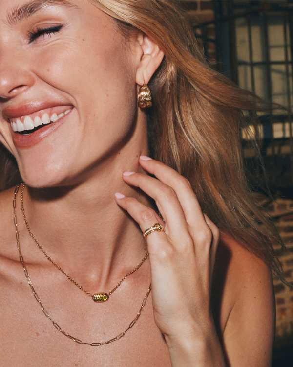 Raina Vintage Gold Hoop Earrings - view 2