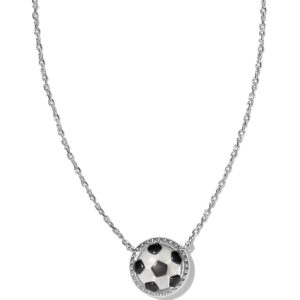 Soccer Silver Short Pendant Necklace in Ivory Mother-of-Pearl