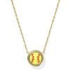 Softball Gold Short Pendant Necklace