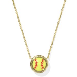 Softball Gold Short Pendant Necklace