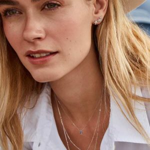 0.19 ct Star Cluster 14k White Gold Multi Strand Necklace in White Diamond - view 2