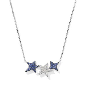Star Cluster 14k White Gold Pendant Necklace