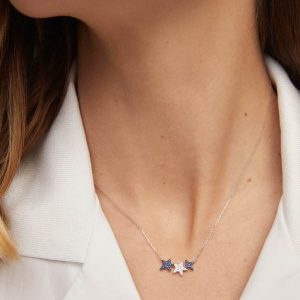 Star Cluster 14k White Gold Pendant Necklace - alternate view
