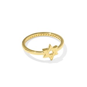 Star of David 18k Gold Vermeil Band Ring